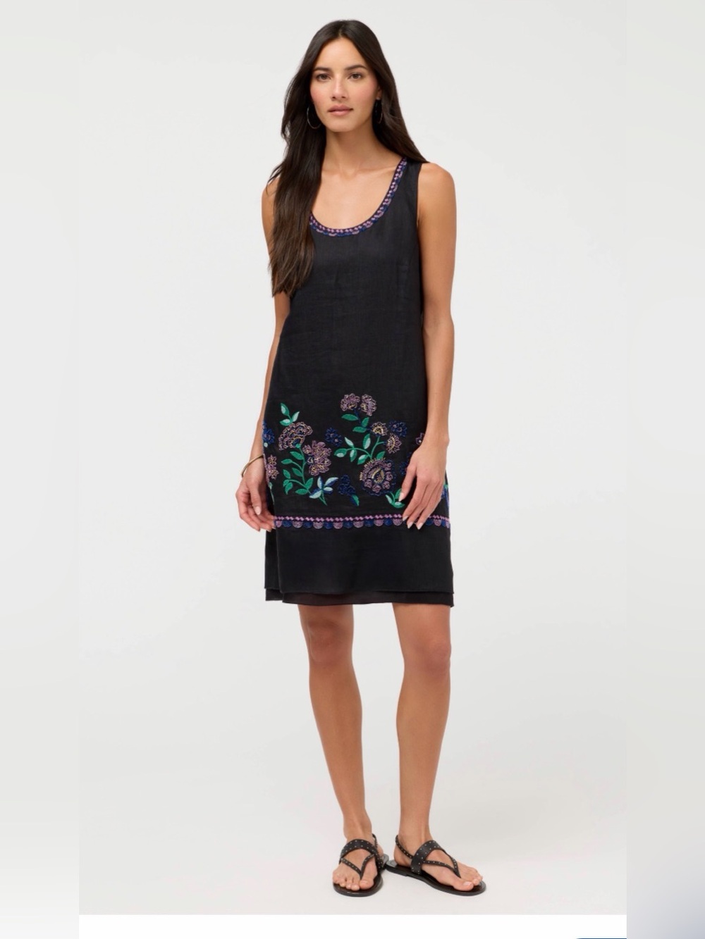 NWT! Johnny Was Mixed Media Linen Tank Dress XL